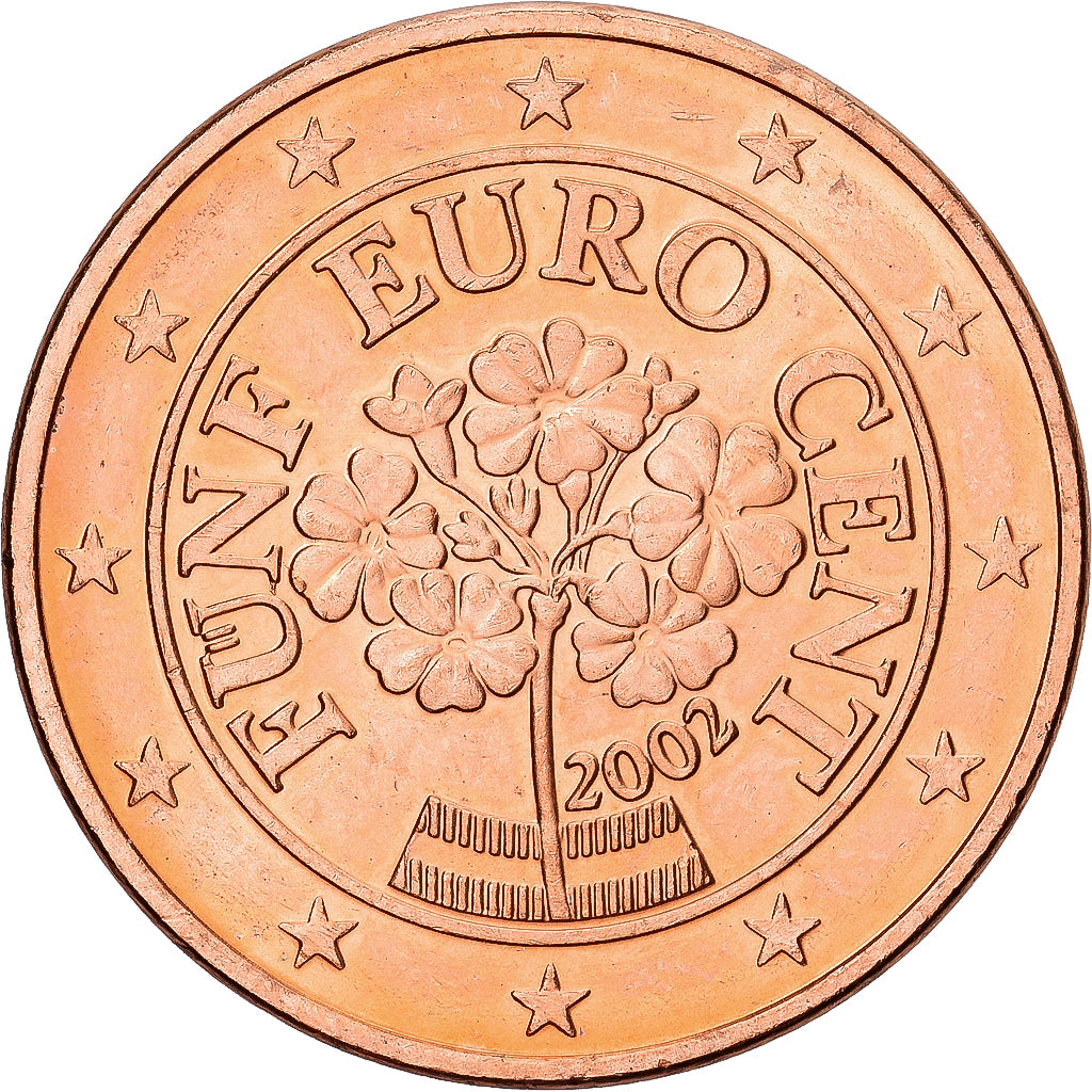 Oostenrijk, 5 Euro Cent, 2002, Vienna, Copper Plated Steel, PR+, KM:3084