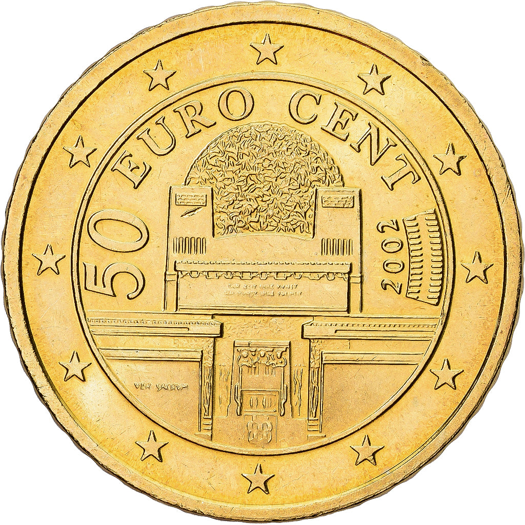 Österreich, 50 Euro Cent, 2002, Vienna, Messing, VZ+, KM:3087