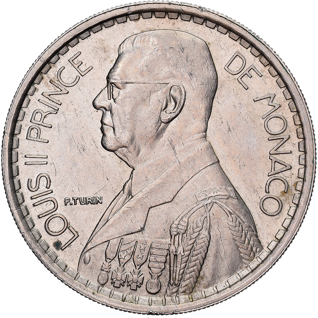 Monaco, Louis II, 20 Francs, Vingt, 1947, Paris, Copper-nickel, AU(50-53)
