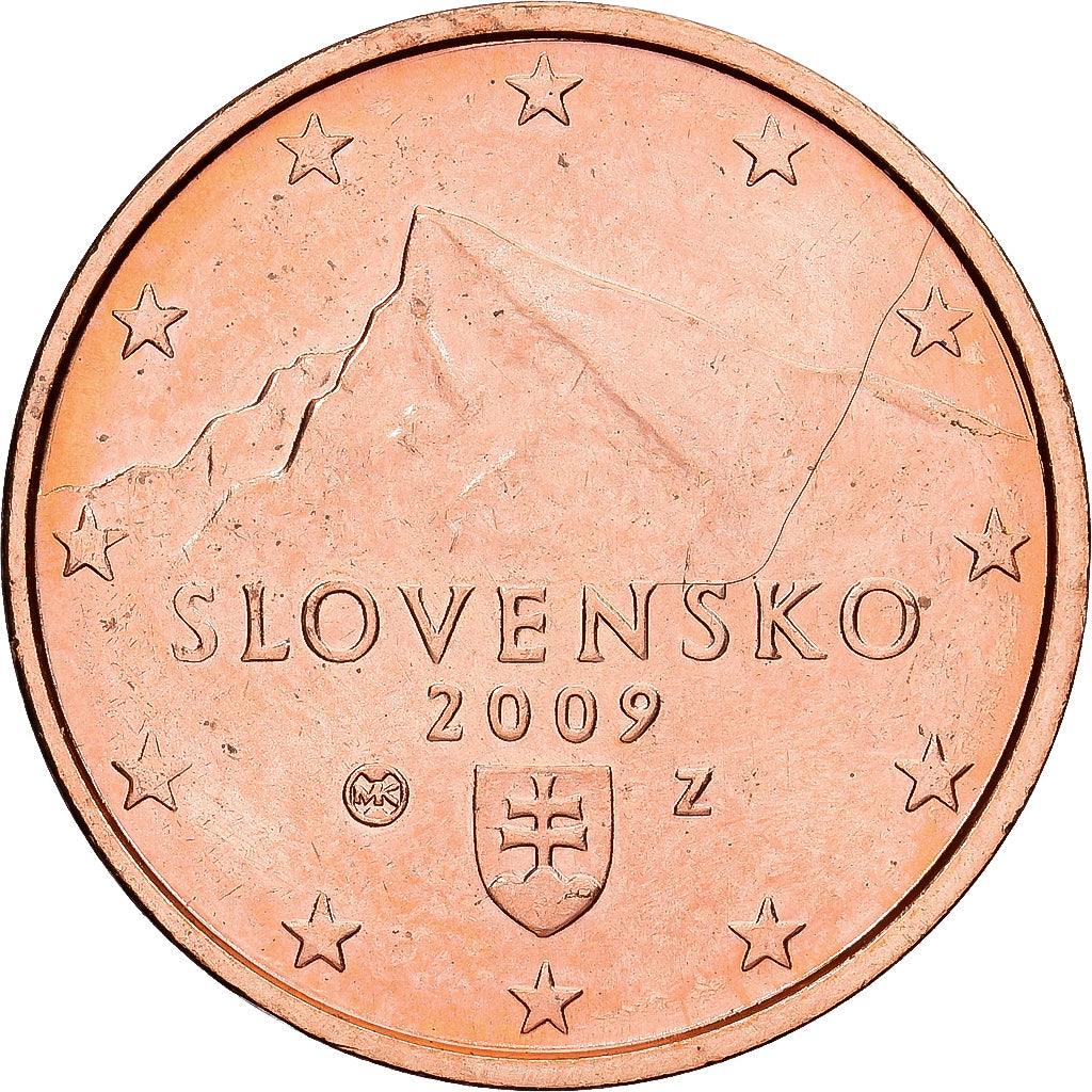 Słowacja, 2 Euro Cent, 2009, Kremnica, Miedź platerowana stalą, MS(60-62)