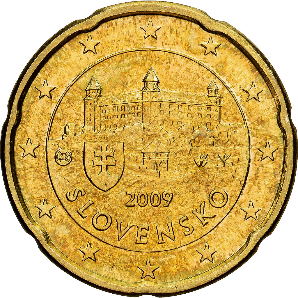 Slowakije, 20 Euro Cent, 2009, Kremnica, Tin, PR+, KM:99