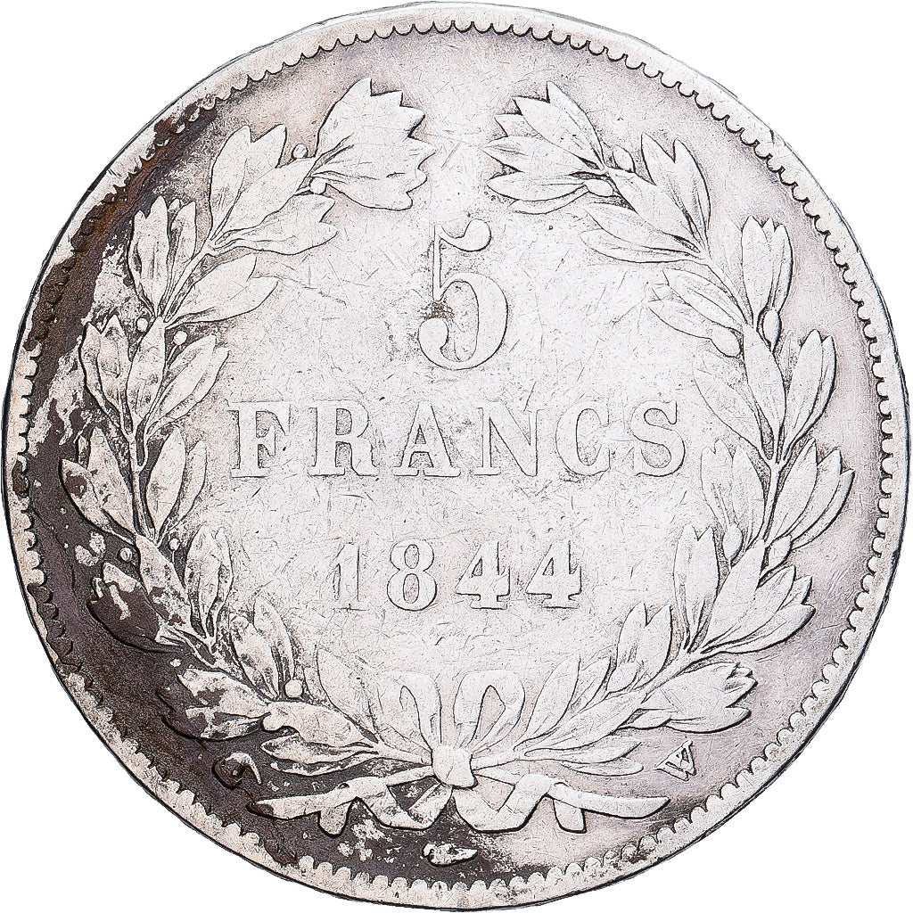 France, Louis Philippe I, 5 Francs, 1844, Lille, Silver, VF(30-35)