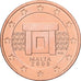 Malta, 2 Euro Cent, 2008, Paris, Miedź platerowana stalą, MS(60-62), KM:126