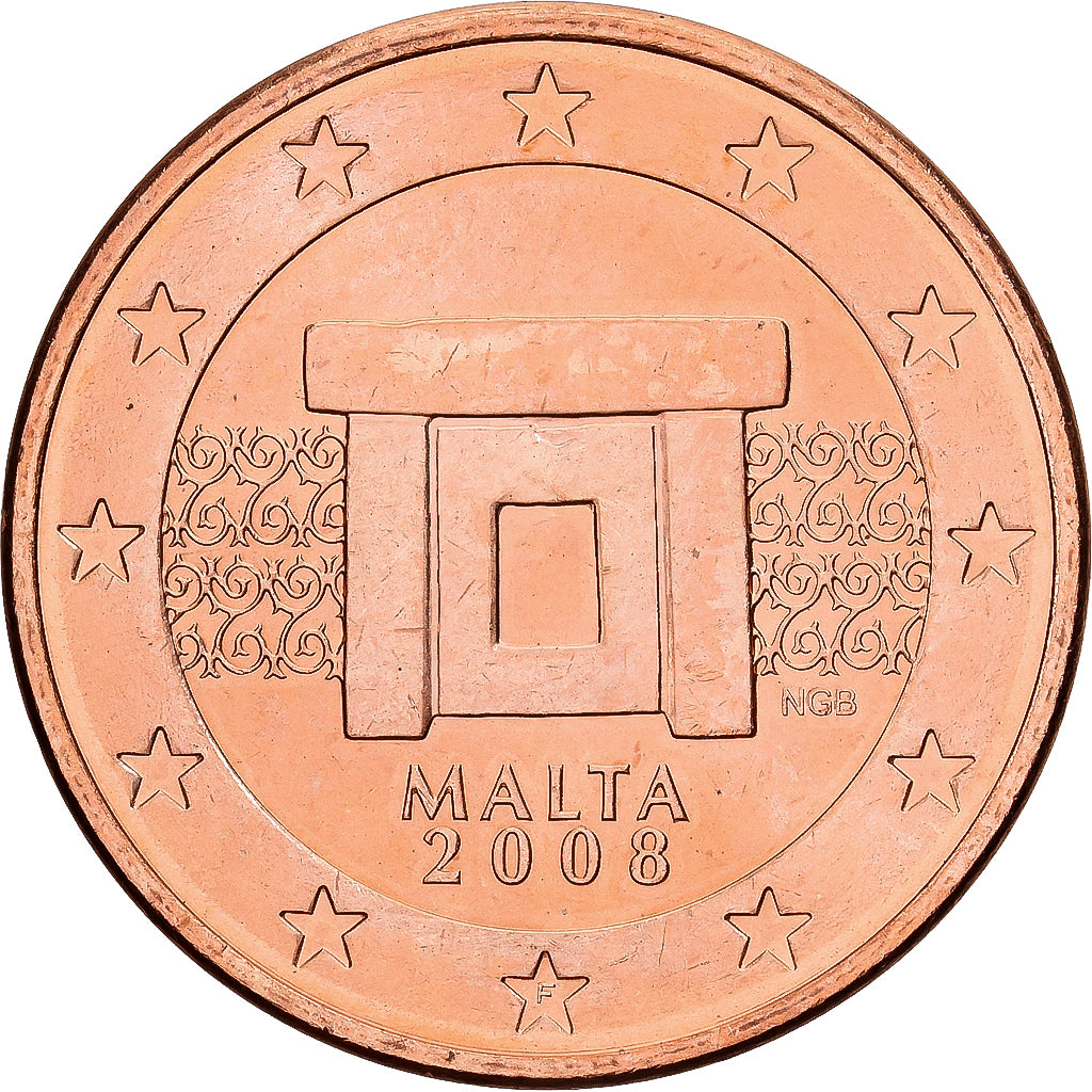 Malta, 5 Euro Cent, 2008, Paris, Cobre chapado en acero, EBC+, KM:127