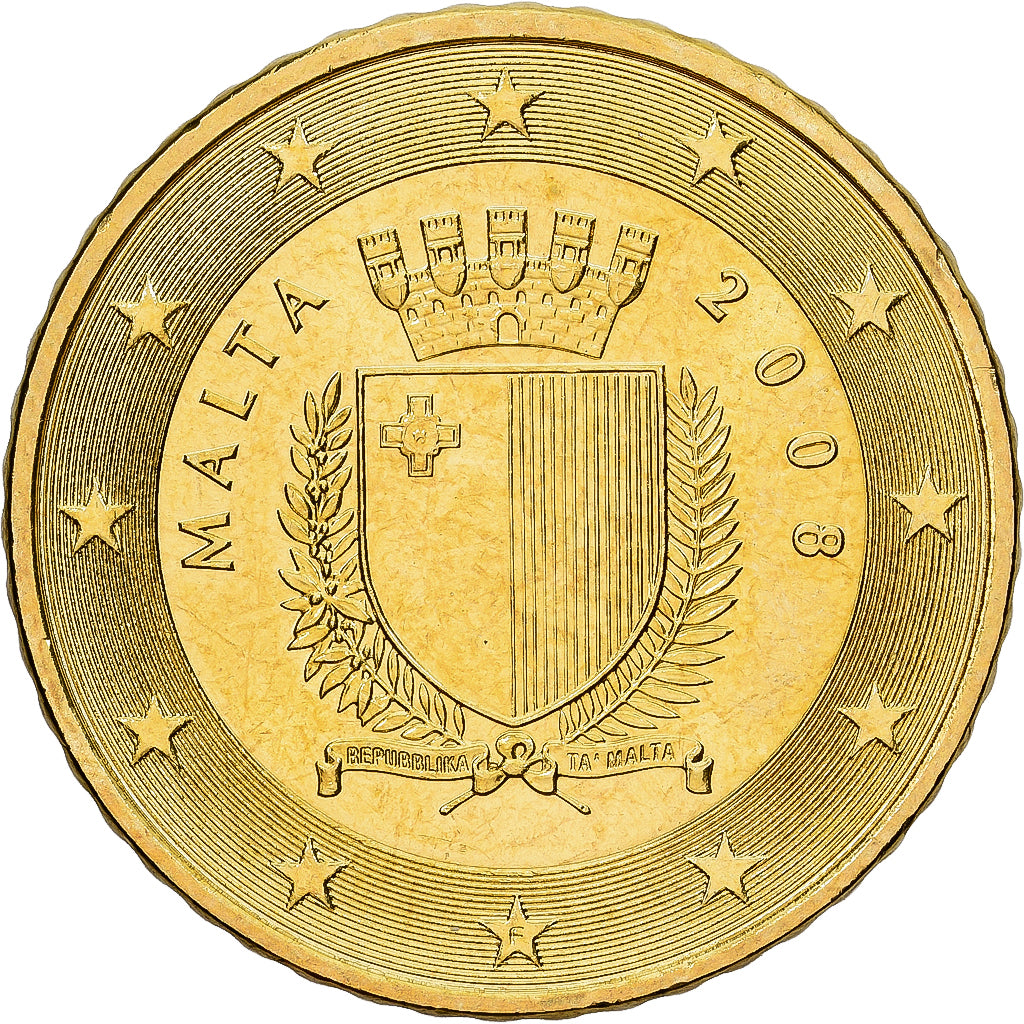 Malta, 50 Euro Cent, 2008, Paris, Latón, EBC+, KM:130
