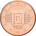 Malta, Euro Cent, 2008, Paris, Miedź platerowana stalą, MS(60-62), KM:125