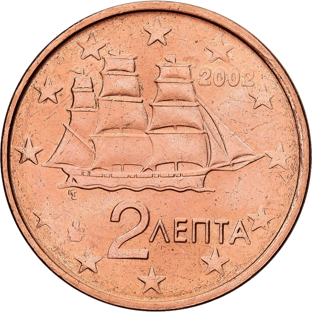 Griechenland, 2 Euro Cent, 2002, Athens, Copper Plated Steel, VZ+, KM:182
