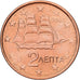 Griechenland, 2 Euro Cent, 2002, Athens, Copper Plated Steel, VZ+, KM:182