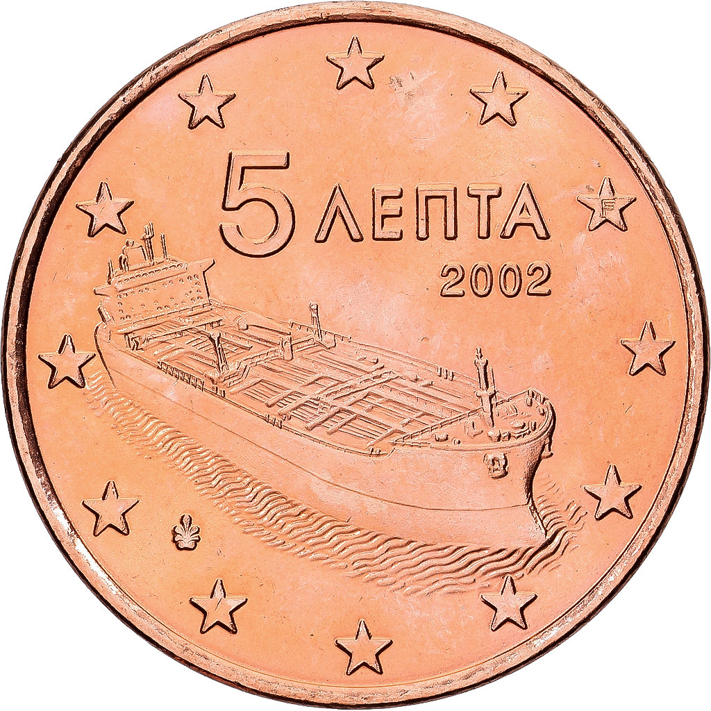 Grécia, 5 Euro Cent, 2002, Athens, Aço Cromado a Cobre, MS(60-62), KM:183
