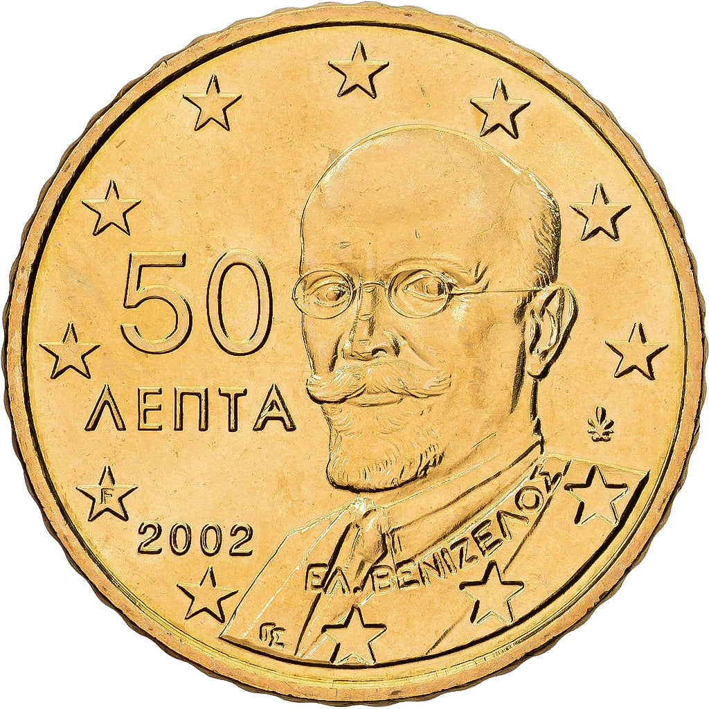 Griechenland, 50 Euro Cent, 2002, Athens, Messing, VZ+, KM:186