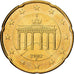 République fédérale d'Allemagne, 20 Euro Cent, 2002, Stuttgart, Laiton, SUP+