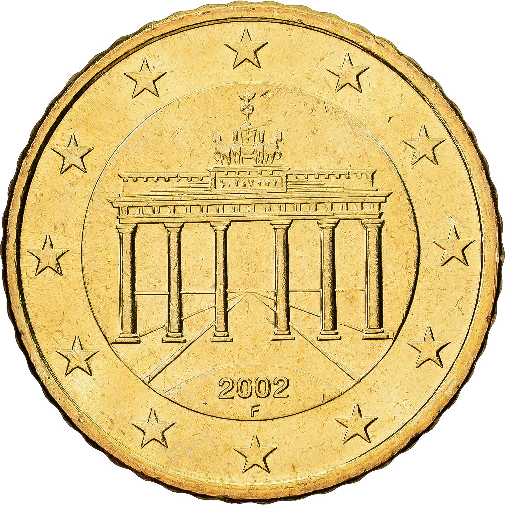 Federal Republic of Germany, 50 Euro Cent, 2002, Stuttgart, Brass, MS(60-62)