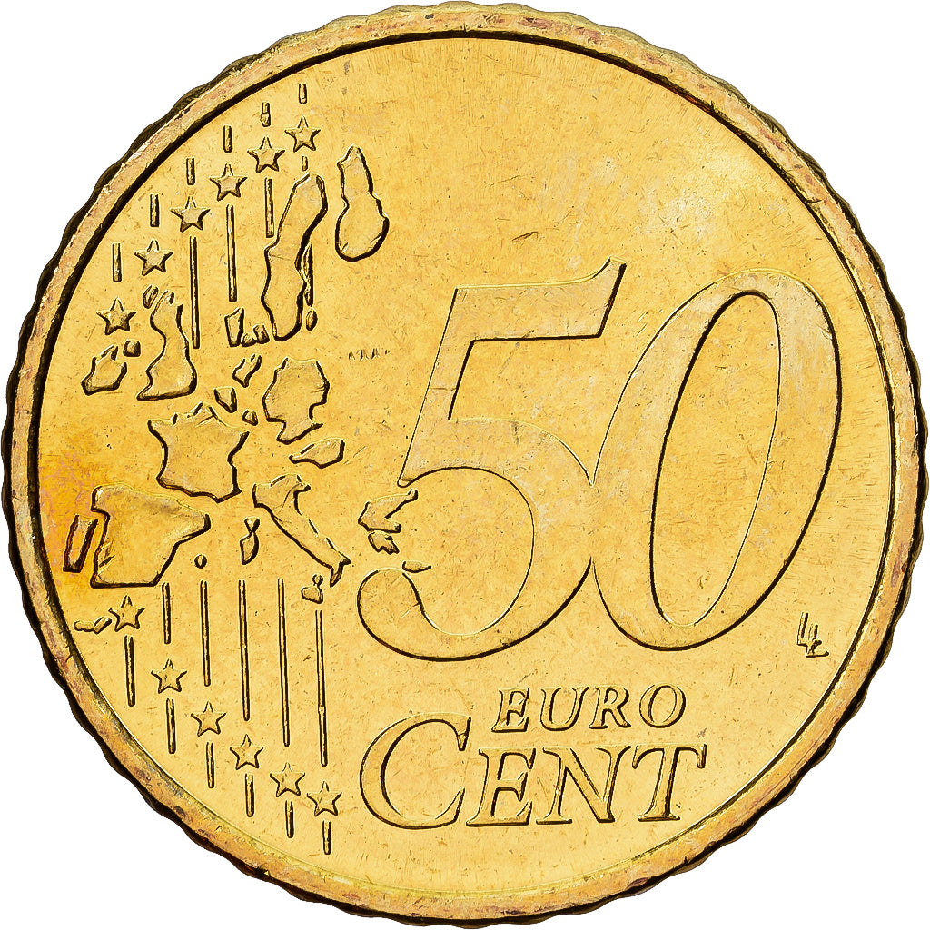 Federal Republic of Germany, 50 Euro Cent, 2002, Stuttgart, Brass, MS(60-62)
