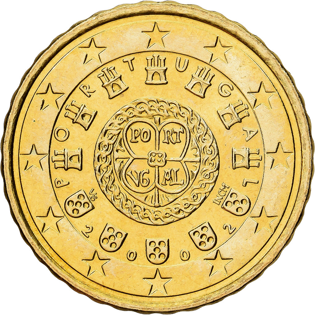 Portugal, 10 Euro Cent, 2002, Lisbon, Latón, EBC+, KM:743