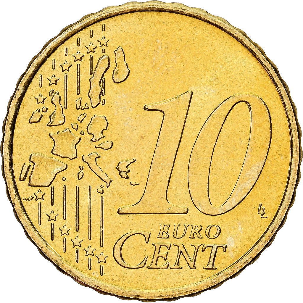 Portugal, 10 Euro Cent, 2002, Lisbon, Latón, EBC+, KM:743