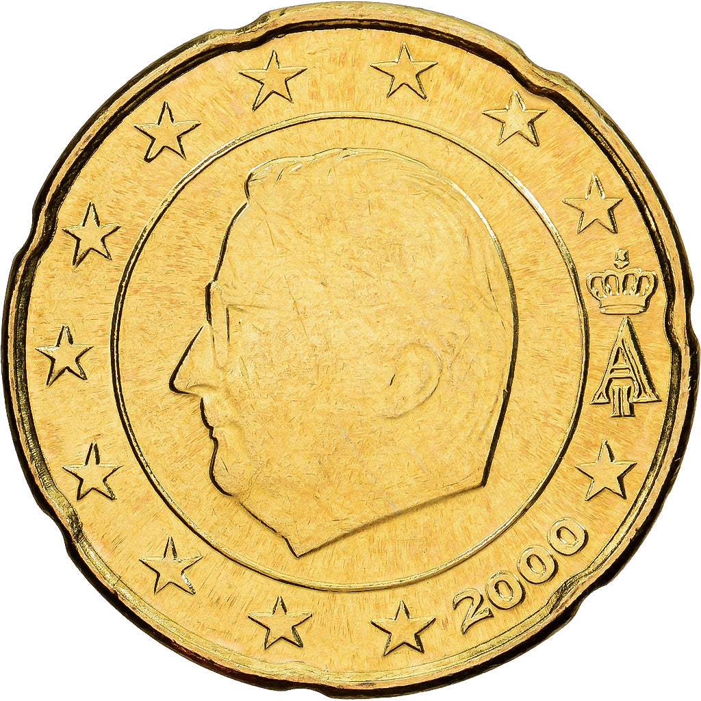 Belgio, Albert II, 20 Euro Cent, 2000, Brussels, Ottone, SPL, KM:228