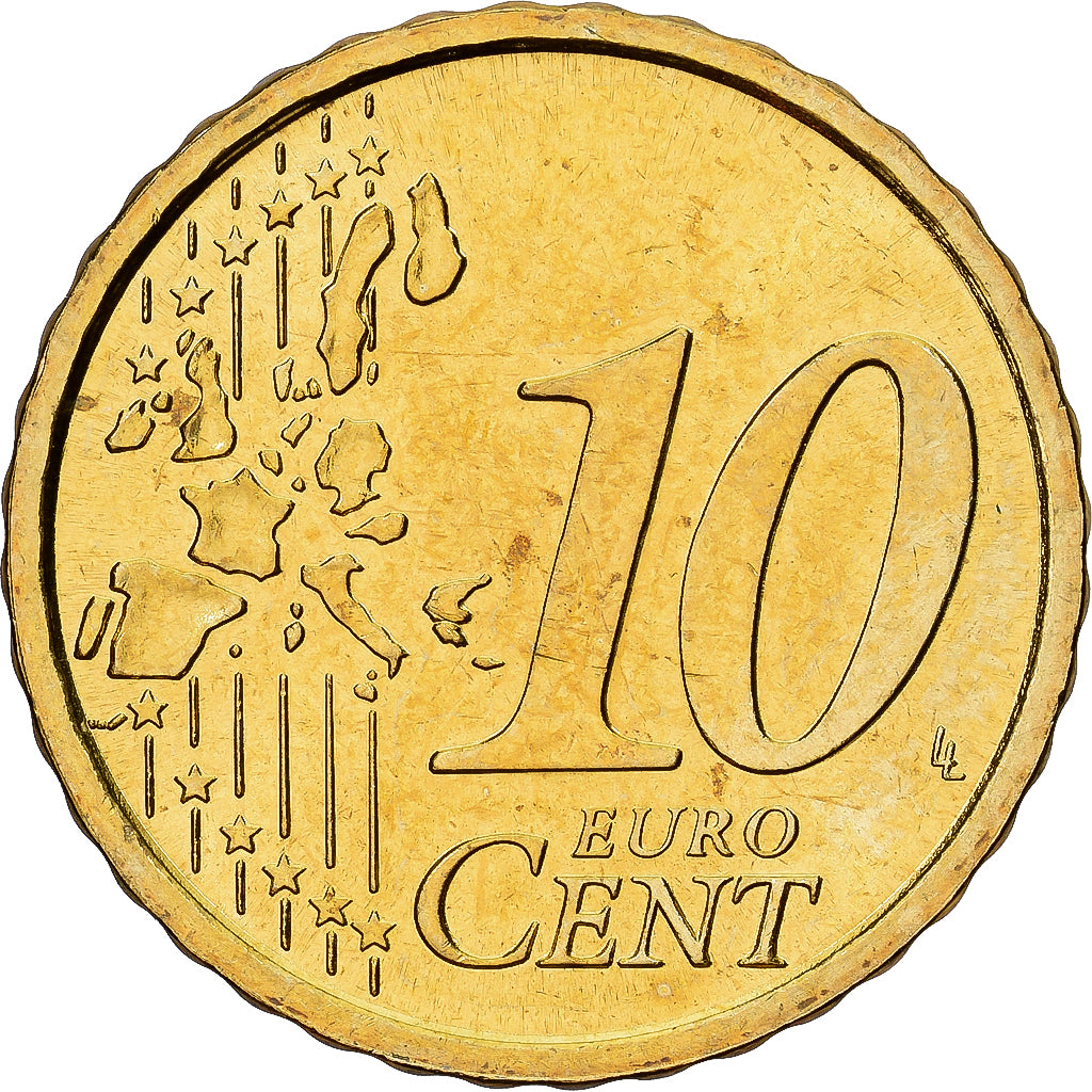 Italien, 10 Euro Cent, 2002, Rome, Messing, VZ+, KM:213
