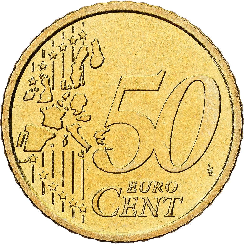 Italy, 50 Euro Cent, 2002, Rome, Brass, MS(60-62), KM:215