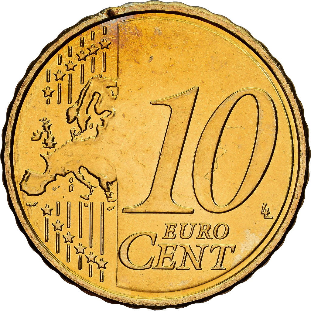 Chipre, 10 Euro Cent, 2008, Latão, MS(60-62), KM:81