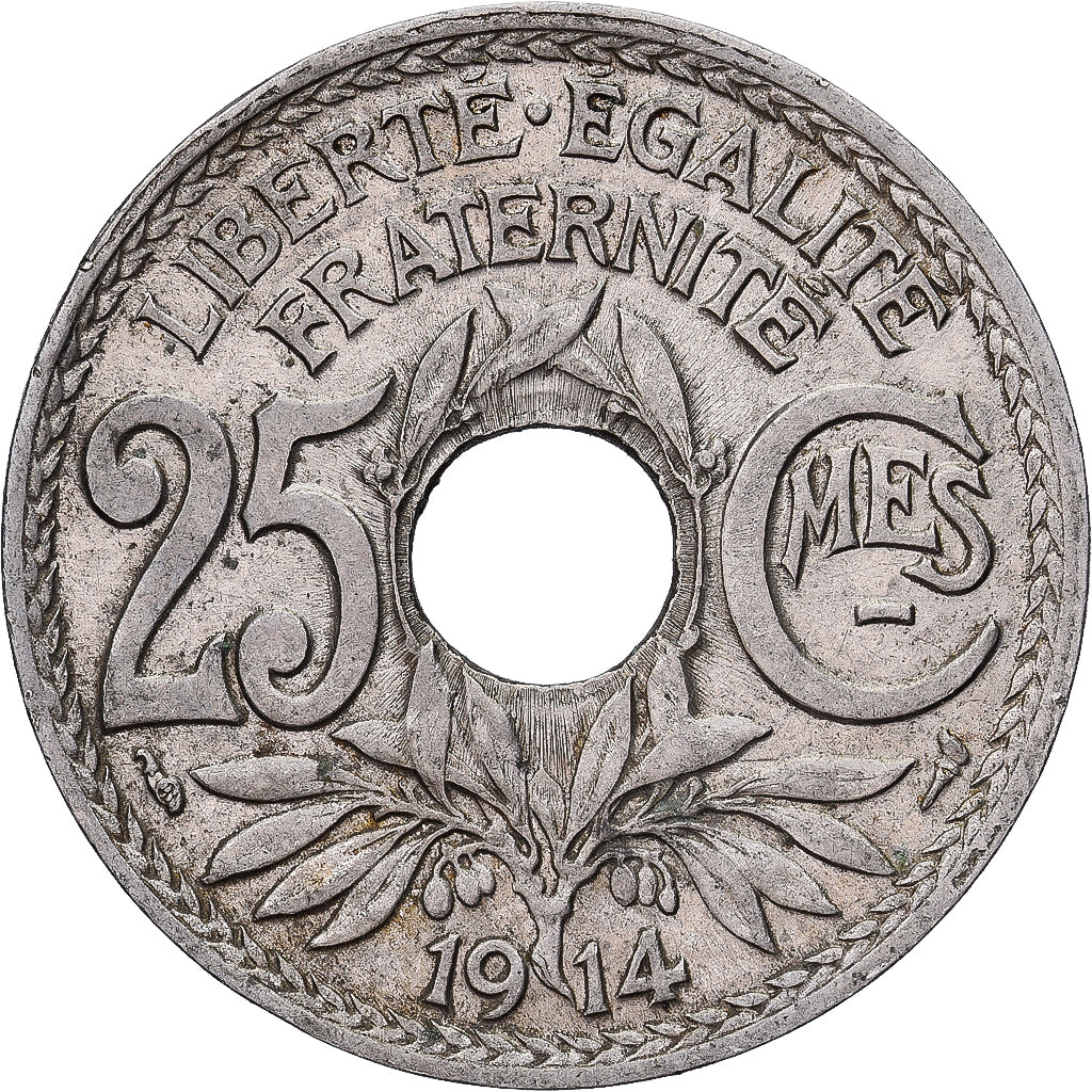 France, 25 Centimes, Lindauer, 1914, Paris, Nickel, EF(40-45), Gadoury:379