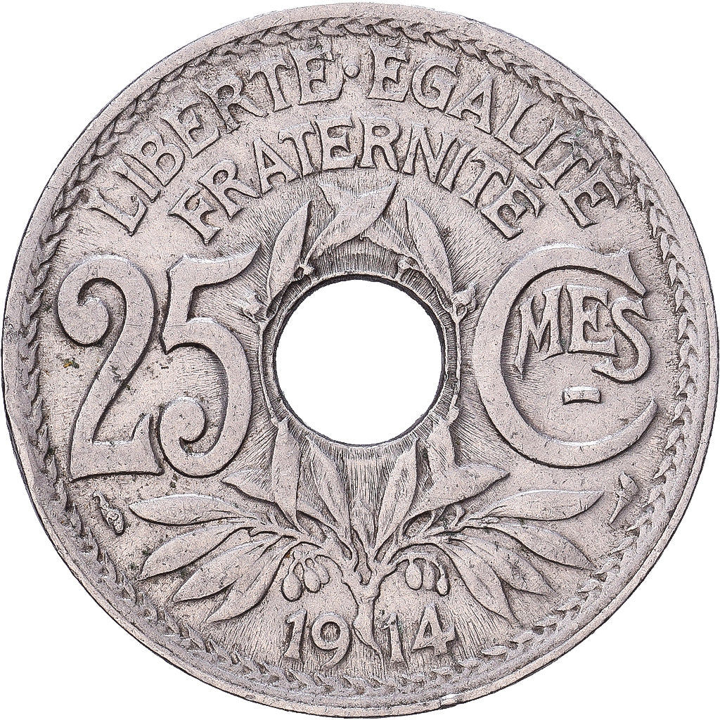 France, 25 Centimes, Lindauer, 1914, Paris, Nickel, EF(40-45), Gadoury:379
