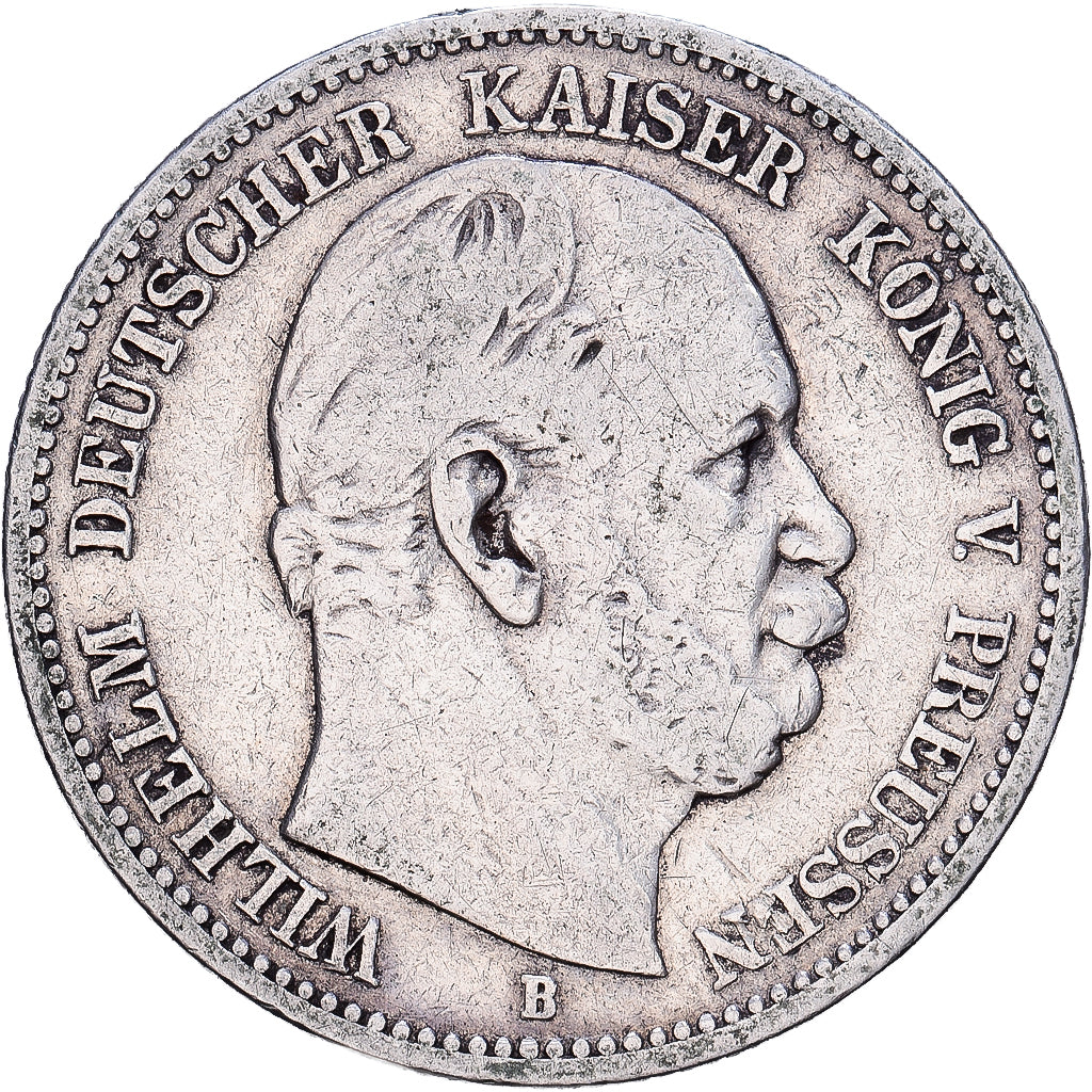 German States, PRUSSIA, Wilhelm I, 2 Mark, 1876, Breslau, Silver, VF(30-35)