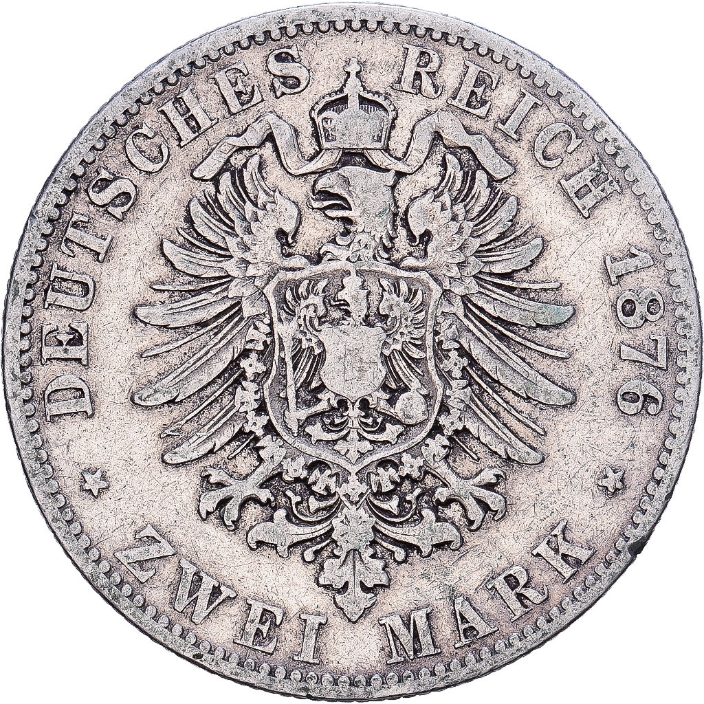 German States, PRUSSIA, Wilhelm I, 2 Mark, 1876, Breslau, Silver, VF(30-35)