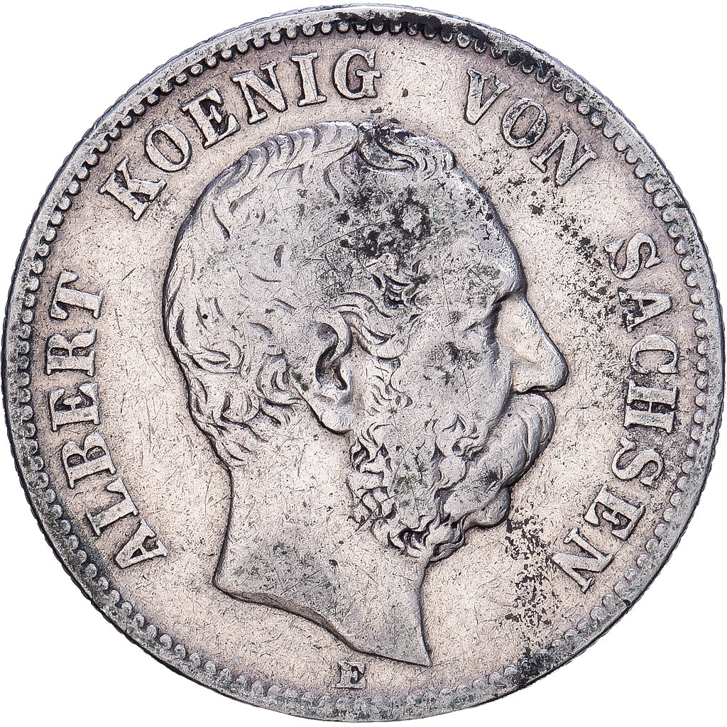 Estados alemanes, SAXONY-ALBERTINE, Albert, 2 Mark, 1876, Muldenhütten, Plata