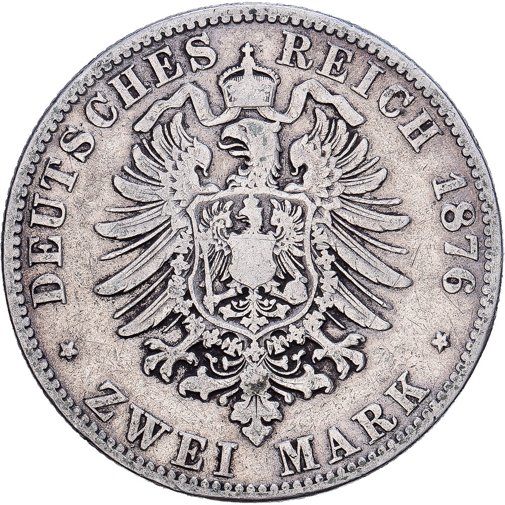 Estados alemanes, SAXONY-ALBERTINE, Albert, 2 Mark, 1876, Muldenhütten, Plata