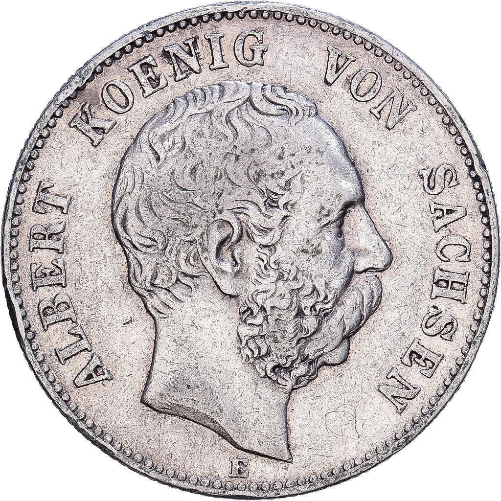 Estados alemanes, SAXONY-ALBERTINE, Albert, 2 Mark, 1899, Muldenhütten, Plata