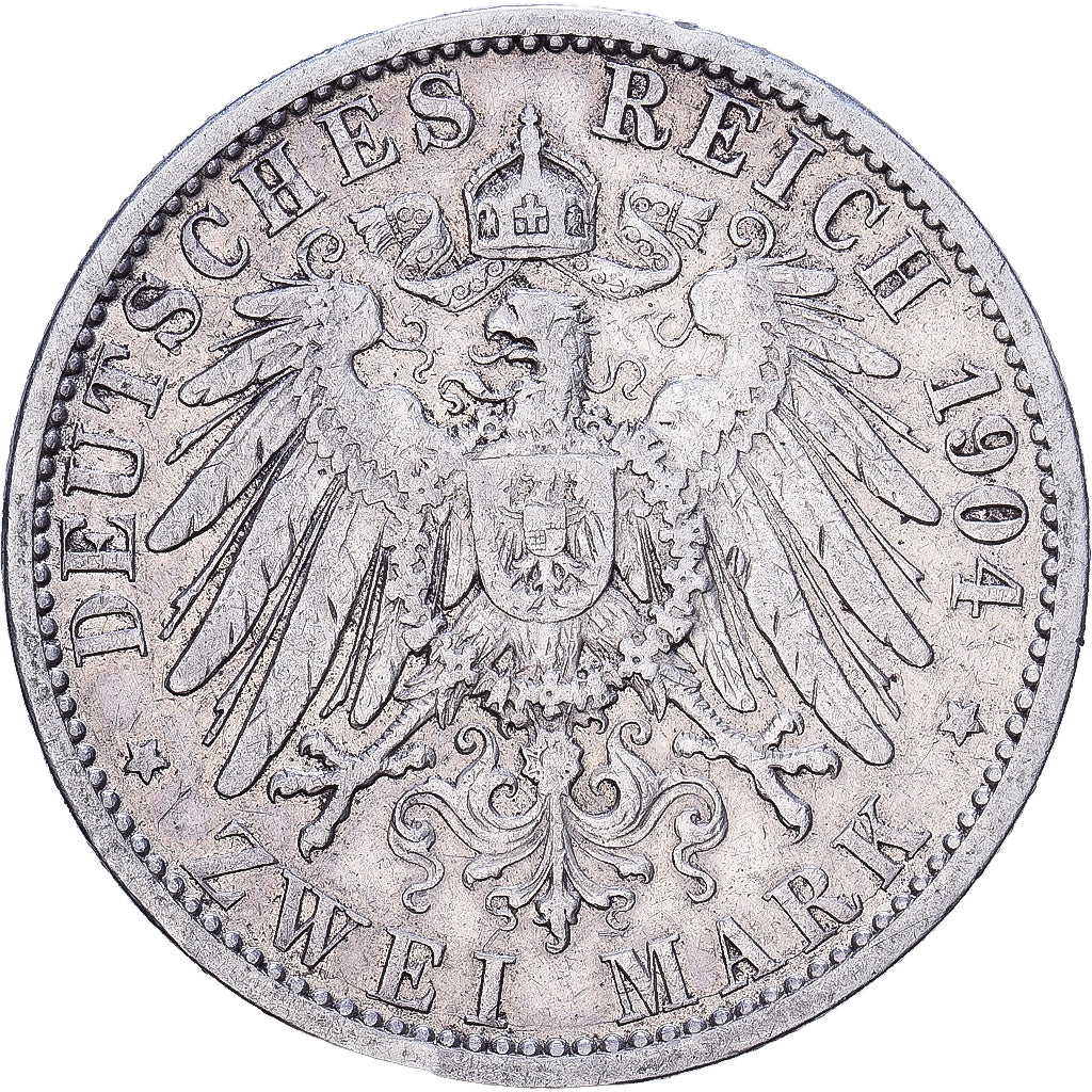 Stati tedeschi, PRUSSIA, Wilhelm II, 2 Mark, 1904, Berlin, Argento, BB, KM:522