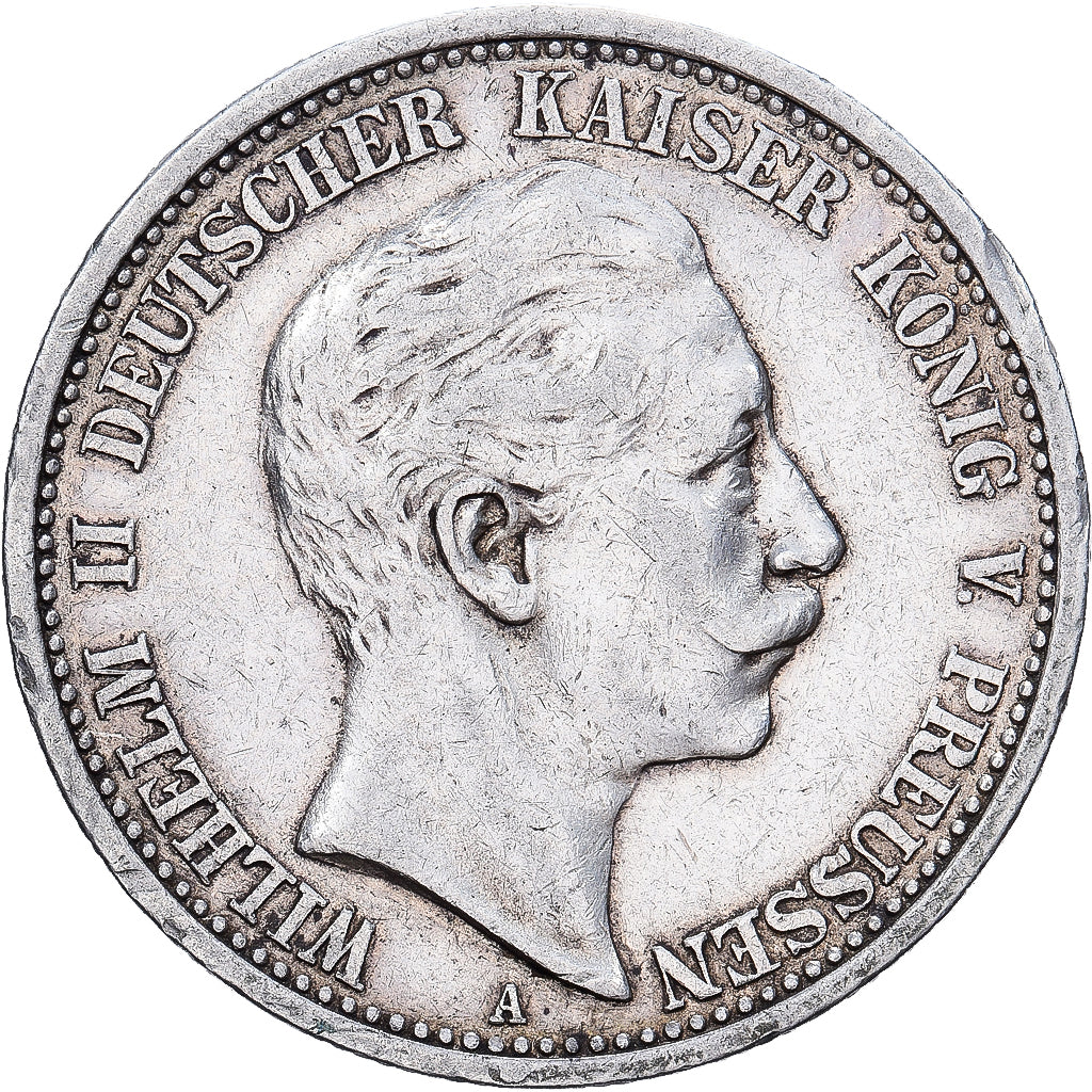 Stati tedeschi, PRUSSIA, Wilhelm II, 2 Mark, 1908, Berlin, Argento, BB, KM:522