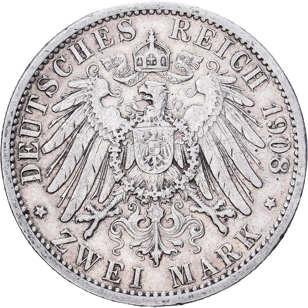 Stati tedeschi, PRUSSIA, Wilhelm II, 2 Mark, 1908, Berlin, Argento, BB, KM:522