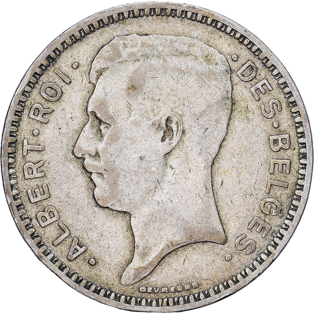 Belgio, Albert I, 20 Francs, 20 Frank, 1934, Brussels, Tranche A, Argento, BB