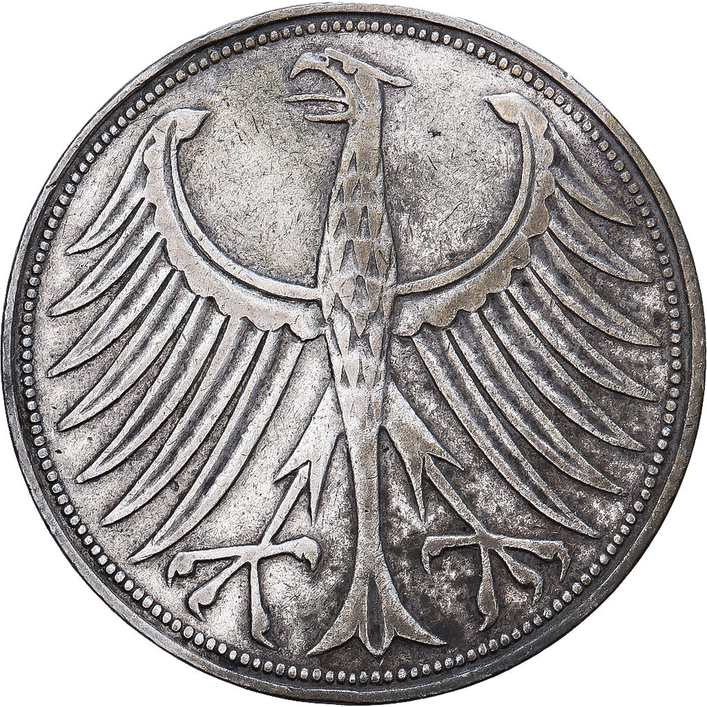 République fédérale d'Allemagne, 5 Mark, 1951, Munich, Argent, TTB+, KM:112.1