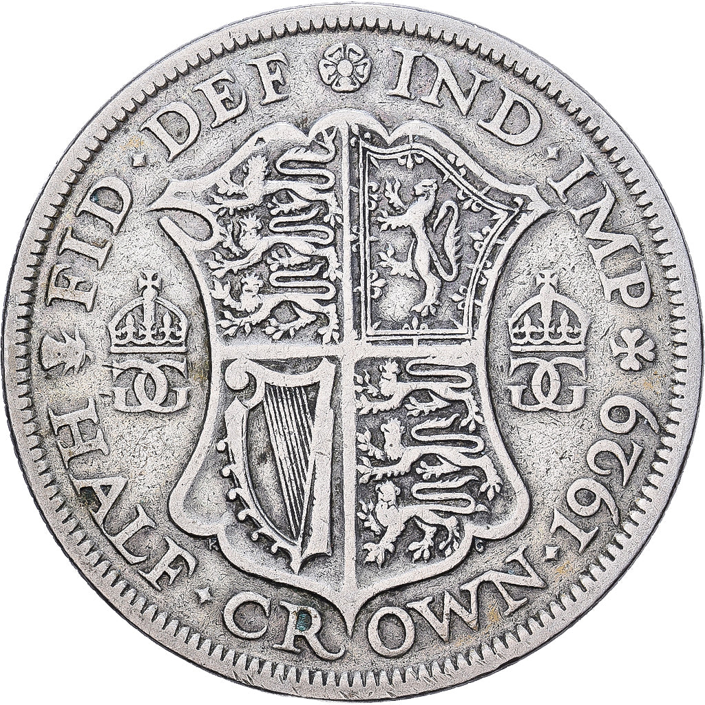 Großbritannien, George V, 1/2 Crown, 1929, Silber, S+, KM:835