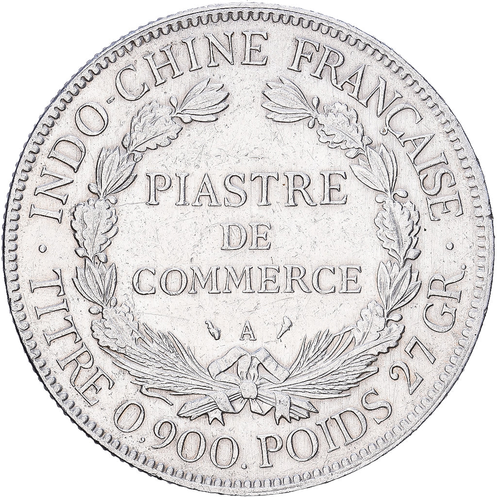 French Indochina, Piastre, 1908, Paris, Silver, AU(55-58), Lecompte:291, KM:5a.1