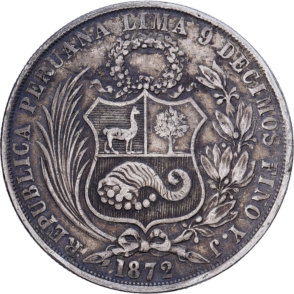 Peru, SOUTH PERU, Sol, 1872, Lima, Silber, SS, KM:196.3