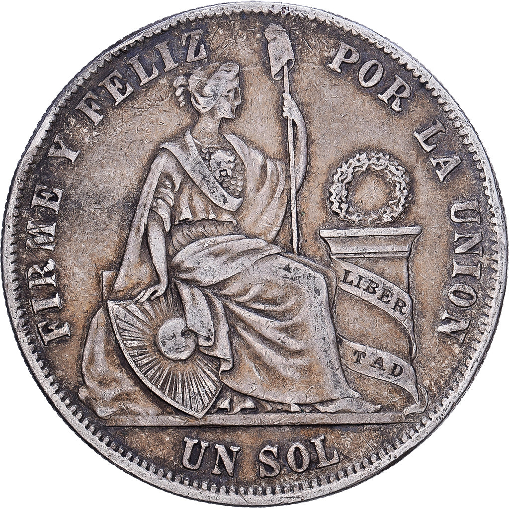 Peru, SOUTH PERU, Sol, 1872, Lima, Silber, SS, KM:196.3
