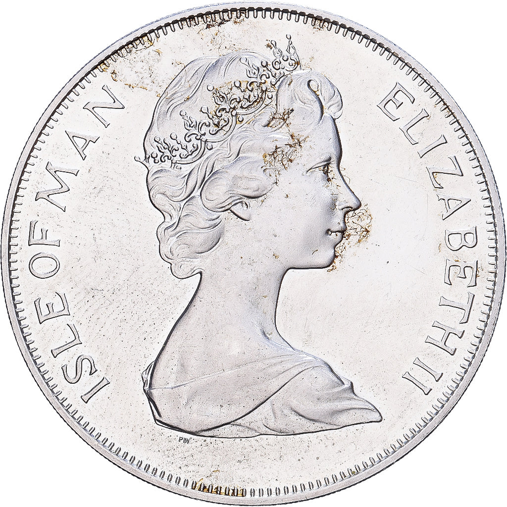 Isle of Man, Elizabeth II, Crown, (1977), Pobjoy Mint, Silver, AU(55-58), KM:41a