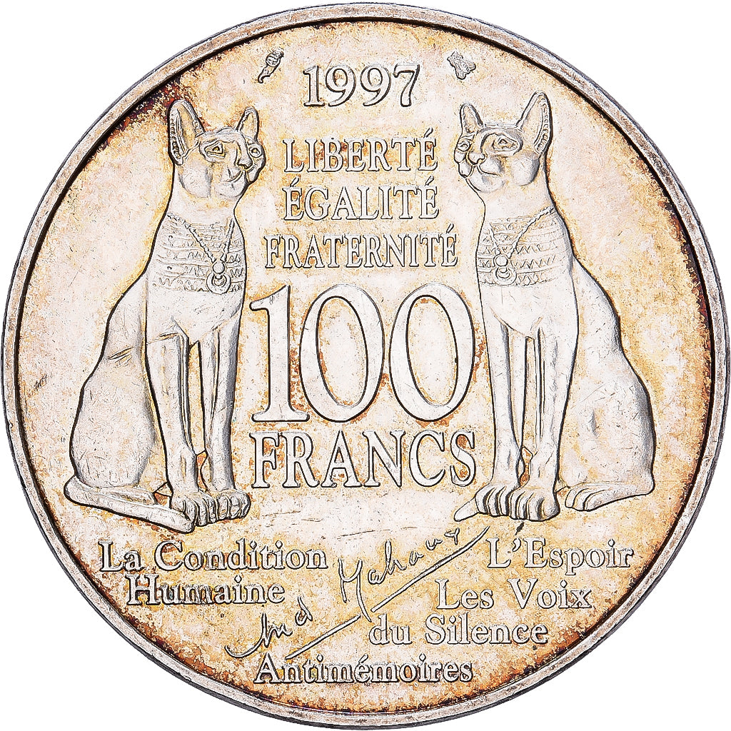 Francja, 100 Francs, André Malraux, 1997, Paris, Srebro, AU(55-58)