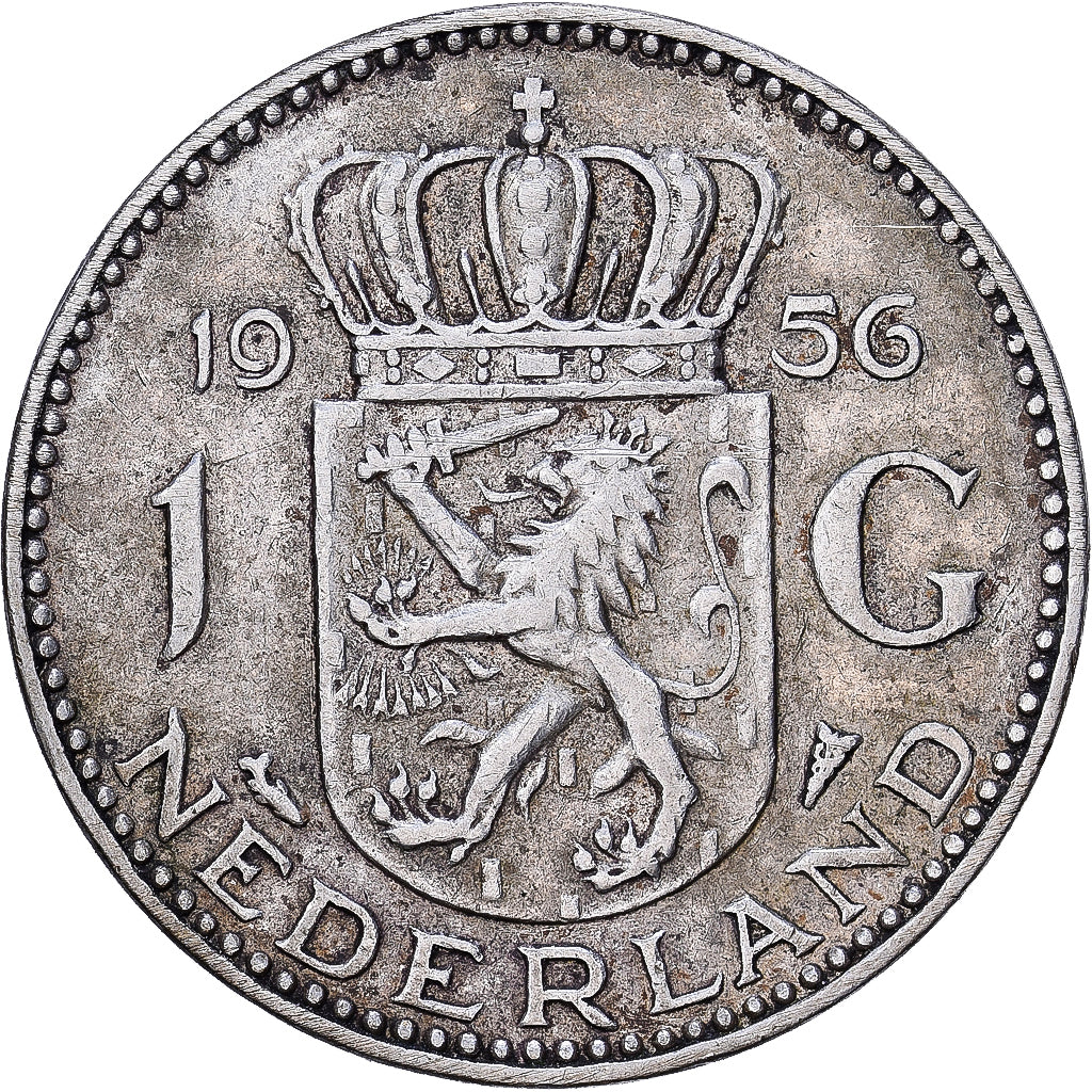 Netherlands, Juliana, Gulden, 1956, Silver, AU(50-53), KM:184