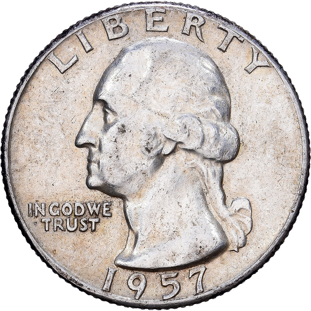 United States, Quarter, Washington, 1957, U.S. Mint, Silver, AU(50-53), KM:164
