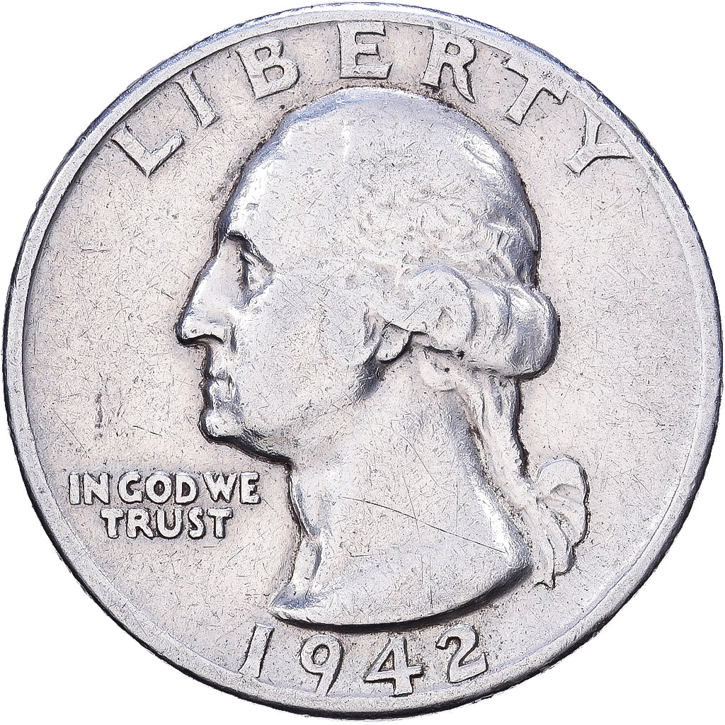 Estados Unidos, Quarter, Washington, 1942, U.S. Mint, Plata, MBC, KM:164
