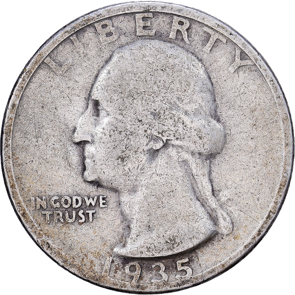 Estados Unidos, Quarter, Washington, 1935, U.S. Mint, Plata, BC+, KM:164