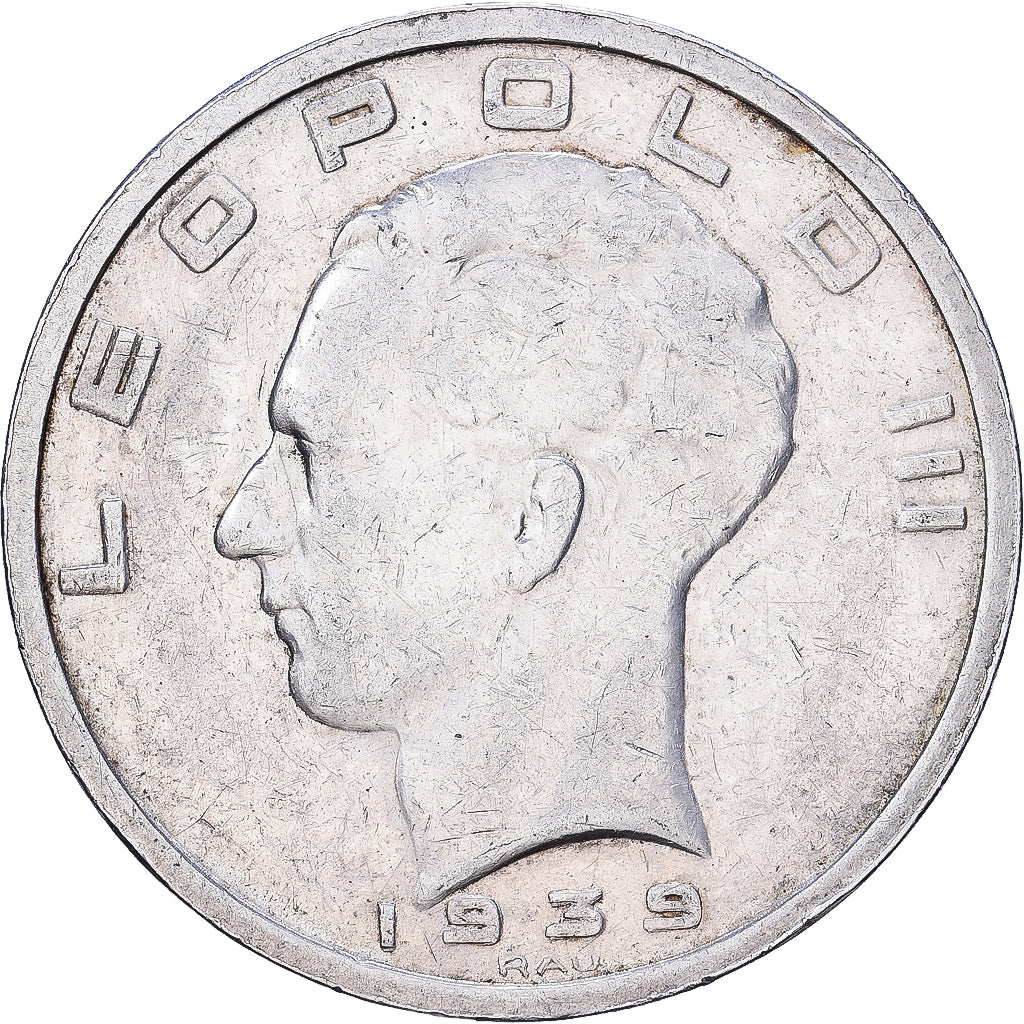 Belgien, Leopold III, 50 Francs, 50 Frank, 1939, Brussels, Silber, SS+, KM:122.1