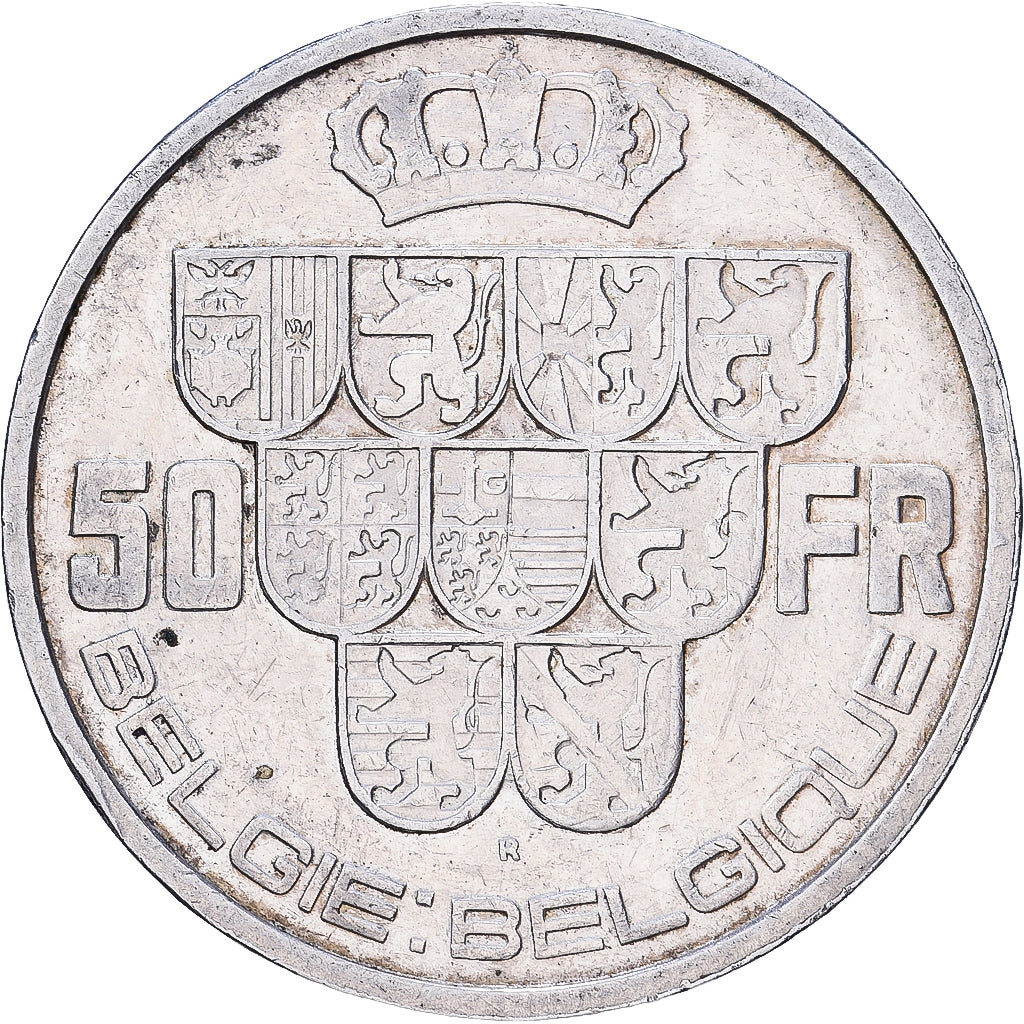 Belgien, Leopold III, 50 Francs, 50 Frank, 1939, Brussels, Silber, SS+, KM:122.1
