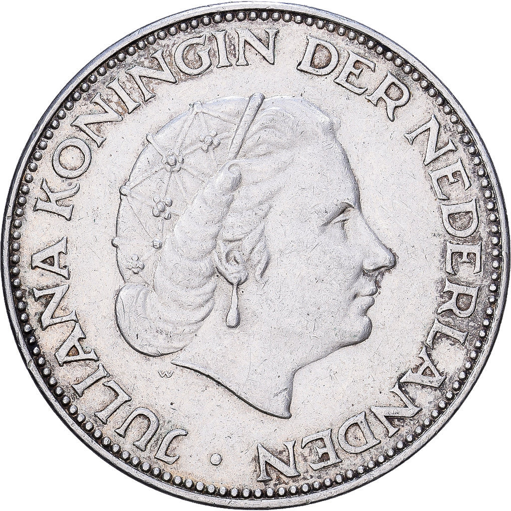 Países Bajos, Juliana, 2-1/2 Gulden, 1961, Plata, MBC+, KM:185