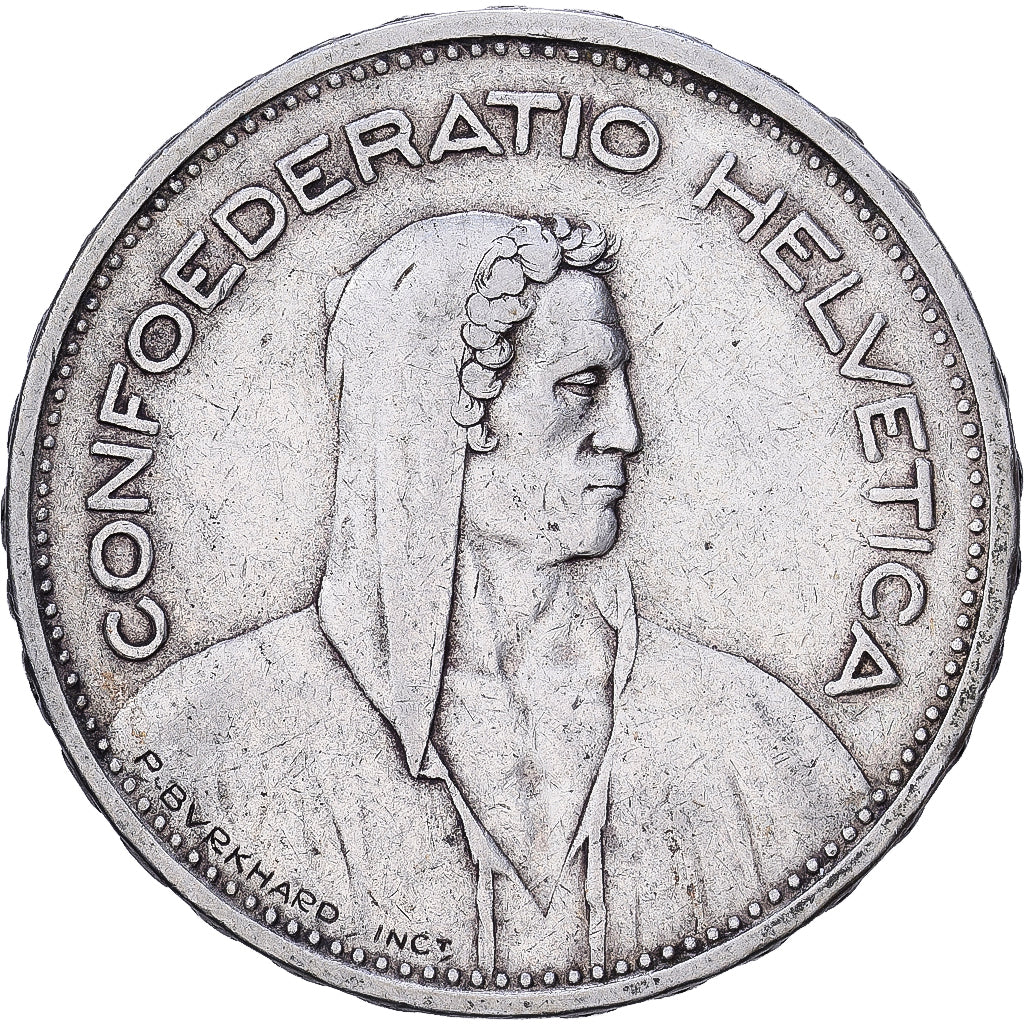 Suiza, 5 Francs, 1932, Bern, Plata, MBC, KM:40