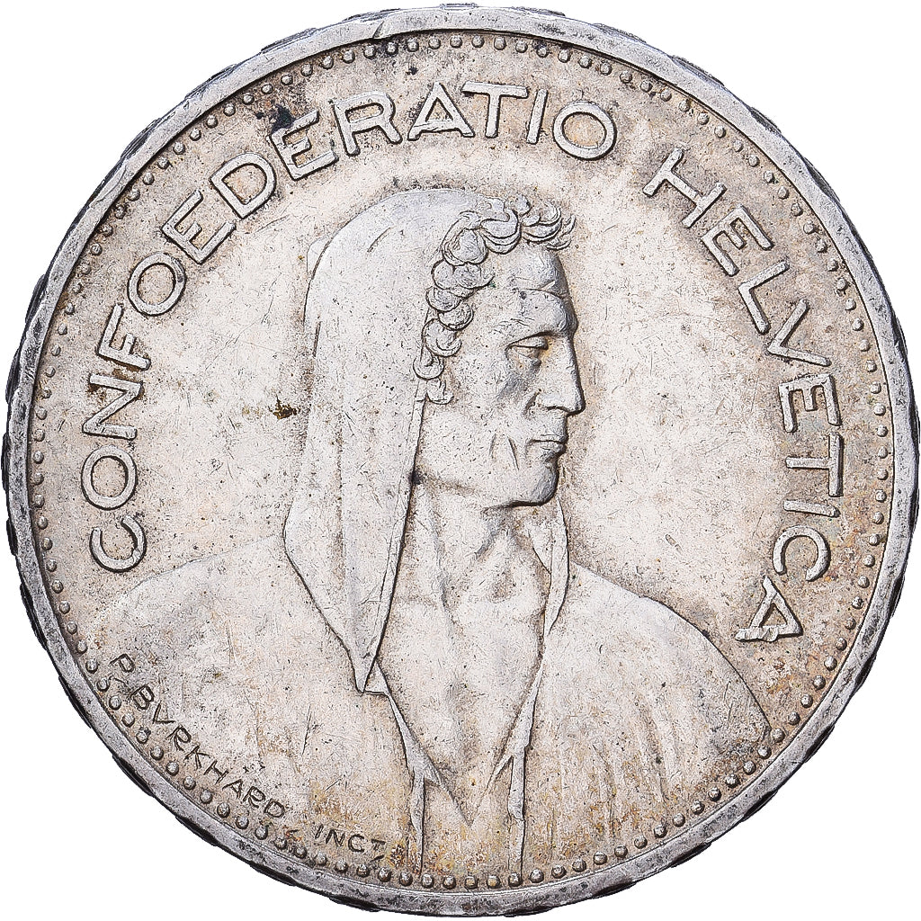 Suiza, 5 Francs, 1933, Bern, Plata, MBC, KM:40